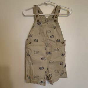 Carter's Khaki Shortalls with Navy Animal Print